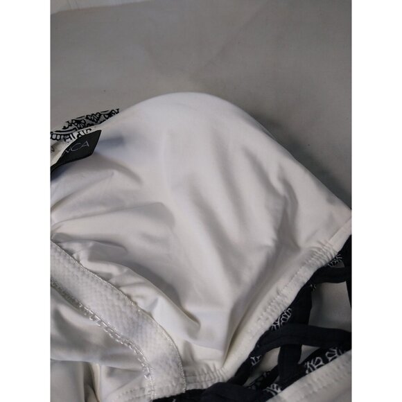 La Blanca Women's 10 One Piece Bathing Suit White Black Floral Boho Lattice - Picture 5 of 7